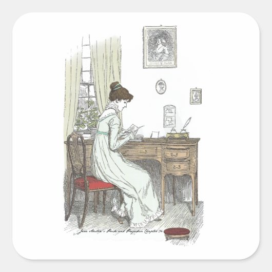 Sticker Carré Elizabeth Letters, Jane Austen Pride et Préjugés (Devant)