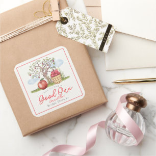 Sticker Carré Elle a choisi un bon pommier Shower de mariage