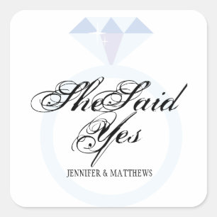 Sticker Carré Elle A Dit Oui Diamond Anneau Mariage Monogramme C