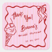 Sticker Carré Elle a été écumer glace faveur de shower de mariag (Devant)