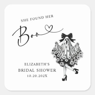 Sticker Carré Elle a Trouvé Son Boo Fantôme Floral  Lancement de