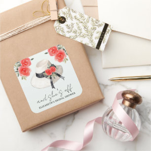 Sticker Carré Elle a trouvé son Honey Bridal Shower Blanc