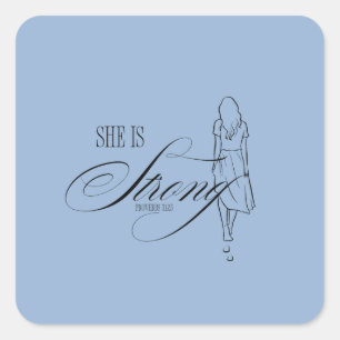 Sticker Carré Elle est forte Proverbes 31:25