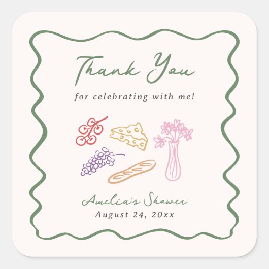 Sticker Carré Elle est hors du marché Gras et Fantaisiste Dessin (Devant)