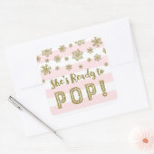 Sticker Carré Elle est prête à pop roses rayures Gold Snow (Enveloppe)