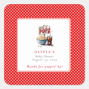Sticker Carré Elle est sur le point de faire du pop-corn Baby sh