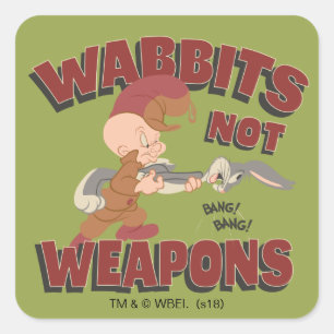Sticker Carré ELMER FUDD™ & BUGS BUNNY™ "Les lapins ne sont pas 
