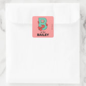 Sticker Carré Elmo Alphabet | B Bleu sarcelle (Sac)