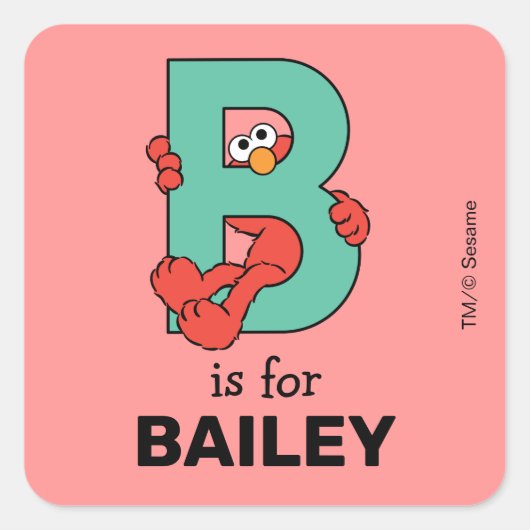Sticker Carré Elmo Alphabet | B Bleu sarcelle (Devant)