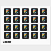Sticker Carré Elmo Alphabet | R arc-en-ciel (Feuille)