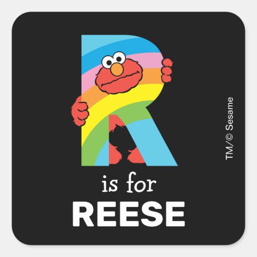 Sticker Carré Elmo Alphabet | R arc-en-ciel (Devant)