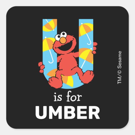 Sticker Carré Elmo Alphabet | U Parapluie (Devant)