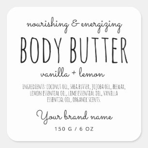 Sticker Carré Emballage minimaliste simple beurre de corps blanc