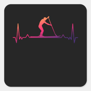 Sticker Carré Embarquement de paddle SUP Heartbeat Cadeau Papa
