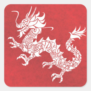 Sticker Carré Emblème de Totem animal de Dragon Spirit