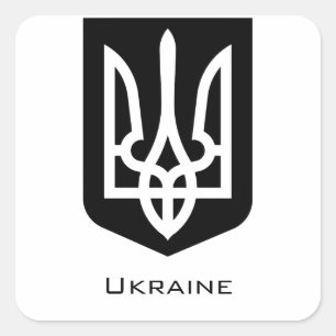 Sticker Carré Emblème graphique contemporain Tryzub de l'Ukraine