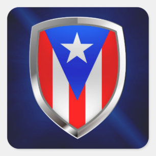 Sticker Carré Emblème métallique de Porto Rico