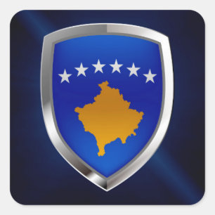 Sticker Carré Emblème métallique du Kosovo