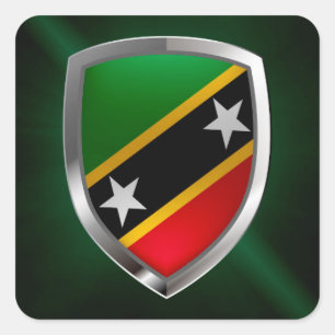 Sticker Carré Emblème métallique Saint-Kitts-et-Nevis