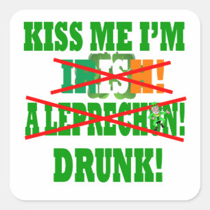 Sticker Carré Embrasse-moi je suis irlandais, un leprechaun, sao