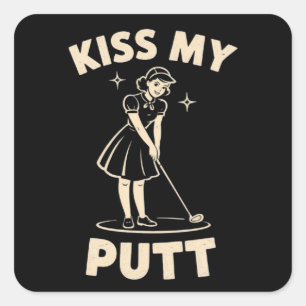 Sticker Carré Embrasse Mon Putt Rétro Vintage 1940 Amoureux de G