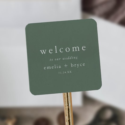 Sticker Carré EMELIA Sage Green Mountain Mariage Welcome Bag