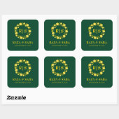 Sticker Carré Emerald and Gold Elegance Wedding (Feuille)