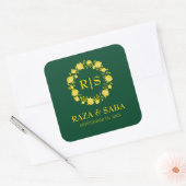 Sticker Carré Emerald and Gold Elegance Wedding (Enveloppe)
