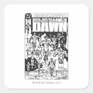 Sticker Carré Emerald Dawn, noir et blanc