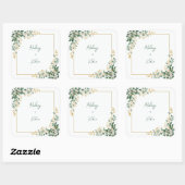 Sticker Carré Emerald Eucalyptus Gold Berry Frame Wedding (Feuille)