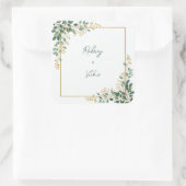 Sticker Carré Emerald Eucalyptus Gold Berry Frame Wedding (Sac)