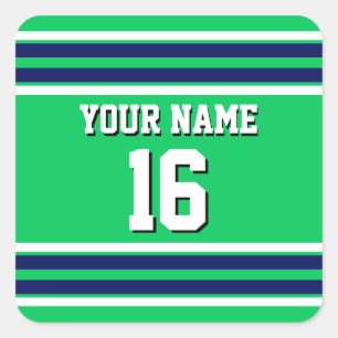 Sticker Carré Emerald Green avec Navy White Stripes Team Jersey