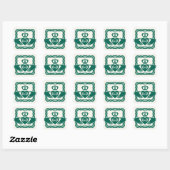 Sticker Carré Emerald Green Celtic Knot Claddagh Mariage (Feuille)