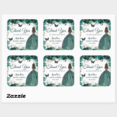 Sticker Carré Emerald Green Floral Butterflies Princess Favess (Feuille)