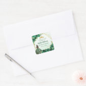 Sticker Carré Emerald Green Floral Princess Tiara Merci (Enveloppe)