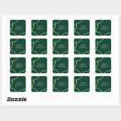 Sticker Carré Emerald Green & Gold Agate Mariage moderne (Feuille)