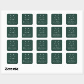 Sticker Carré Emerald Green Moderne Monogram Mariage de golf (Feuille)
