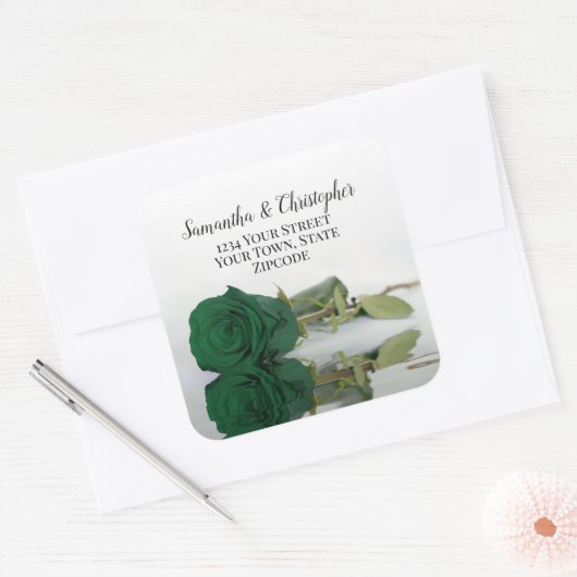 Sticker Carré Emerald Green Rose Retourner l'adresse Enveloppe S (Enveloppe)