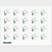 Sticker Carré Emerald Hummingbird Tropical Feuille Mariage (Feuille)