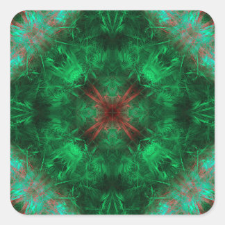 Sticker Carré Emerald Sacred Geometry Fractal Art