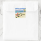 Sticker Carré EMERALD WATERS Plage tropicale Mariage (Sac)