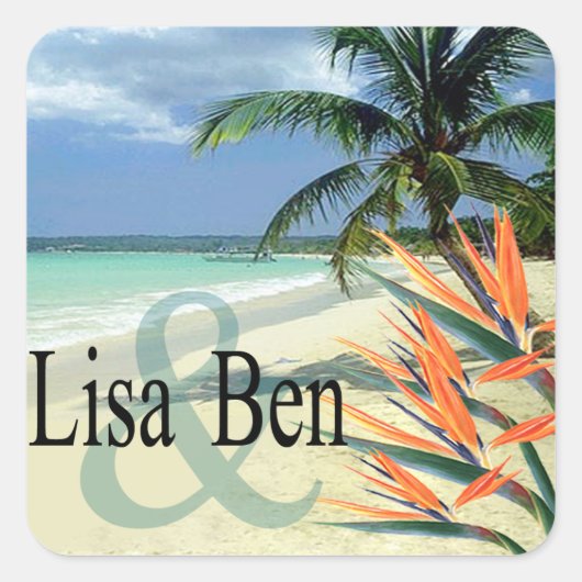 Sticker Carré Emerald Waters Tropical Beach (Devant)