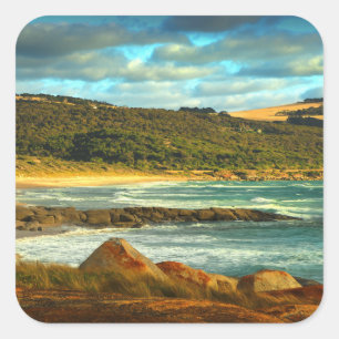 Sticker Carré Emita Beach Flinders Island, Tasmanie