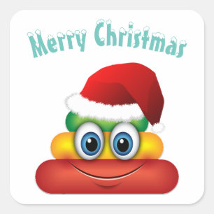 Sticker Carré Emoji de dunette de licorne de Joyeux Noël