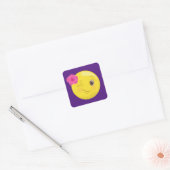 Sticker Carré Emoji fille rose florale (Enveloppe)