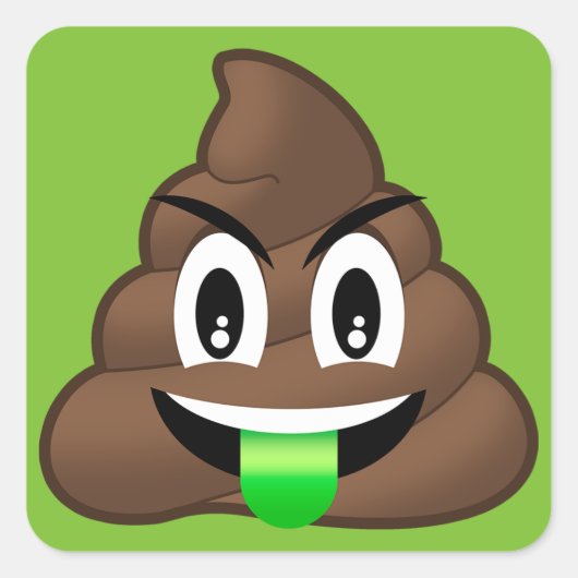Sticker Carré Emoji, fou fou de langue verte (Devant)