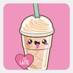 Sticker Carré Emoji Iced Latte