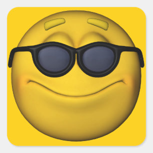 Sticker Carré Emoticon avec lunettes de soleil