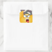 Sticker Carré émoticône militaire (Sac)