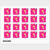 Sticker Carré émoticône rose chaud (Feuille)